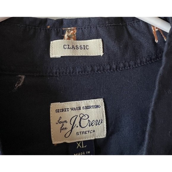 J.Crew‎ Men’s Navy Dog Button Down Long Sleeve Shirt Size XL - Picture 4 of 10